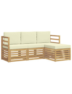 Set di divani da esterno 4 pcs Bianco e Crema 2