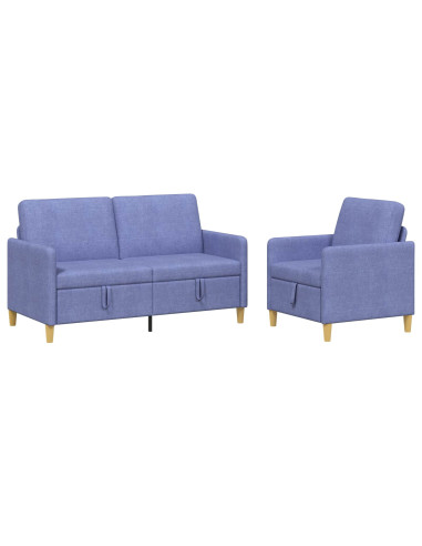 Set di Divani con Storage 2 pcs Blu jeans Poliestere