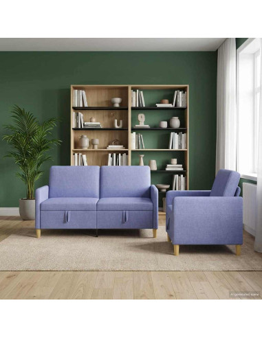 Set di Divani con Storage 2 pcs Blu jeans Poliestere