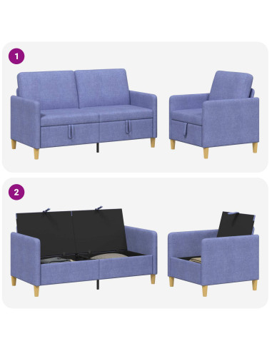 Set di Divani con Storage 2 pcs Blu jeans Poliestere