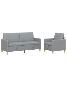 Set di Divani con Storage 2 pcs Grigio Chiaro Poliestere 2