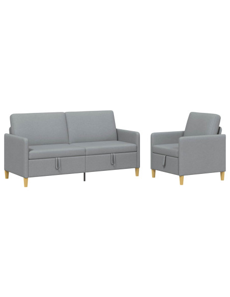 Set di Divani con Storage 2 pcs Grigio Chiaro Poliestere