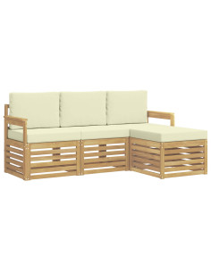 Set di divani da esterno 4 pcs Bianco e Crema 2