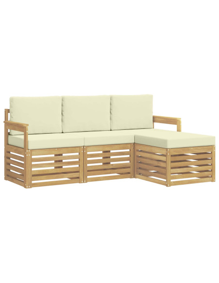 Set di divani da esterno 4 pcs Bianco e Crema