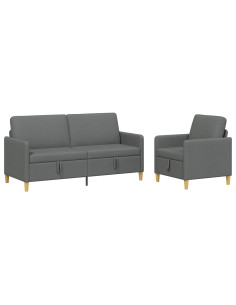 Set di Divani con Storage 2 pcs Grigio Scuro Poliestere 2