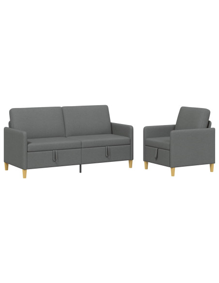 Set di Divani con Storage 2 pcs Grigio Scuro Poliestere