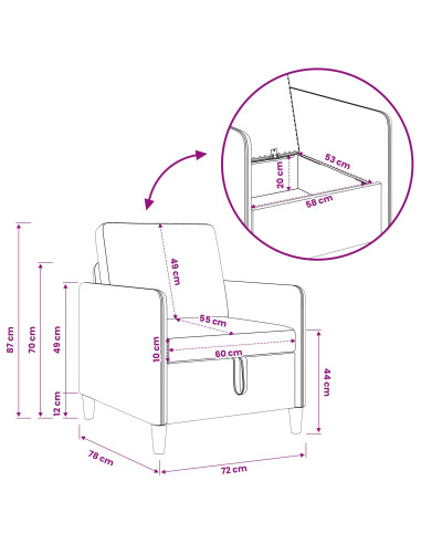 Set di Divani con Storage 2 pcs Grigio Scuro Poliestere