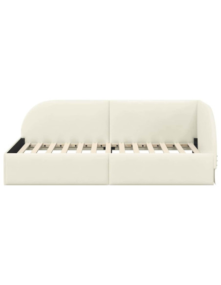 Cornice del letto ad angolo Crema 100 cm x 200 cm Velluto