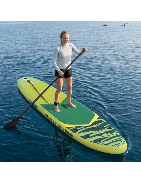 Tavola da Paddle Gonfiabile POSEIDON 366 x 81 x 15 cm Verde per