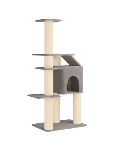 Albero per gatti con pali per graffiare in sisal Grigio Chiaro 2