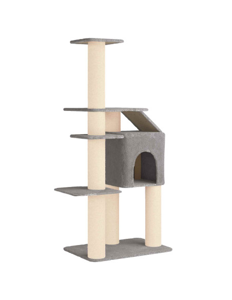 Albero per gatti con pali per graffiare in sisal Grigio Chiaro