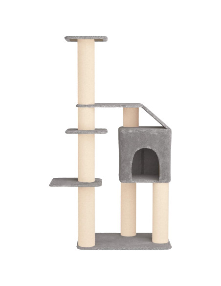 Albero per gatti con pali per graffiare in sisal Grigio Chiaro