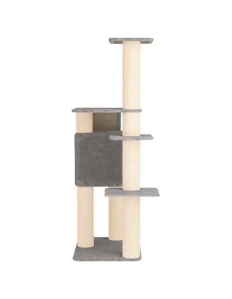 Albero per gatti con pali per graffiare in sisal Grigio Chiaro