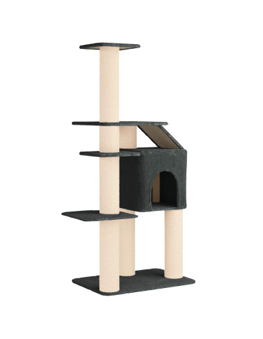 Albero per gatti con pali per graffiare in sisal Grigio Scuro