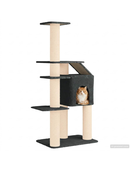 Albero per gatti con pali per graffiare in sisal Grigio Scuro