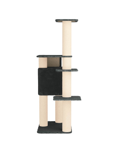 Albero per gatti con pali per graffiare in sisal Grigio Scuro