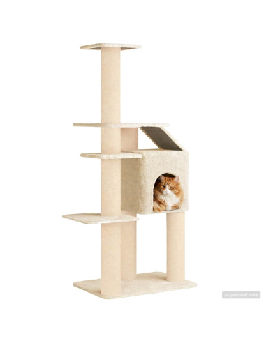 Albero per gatti con pali per graffiare in sisal Crema 183 cm