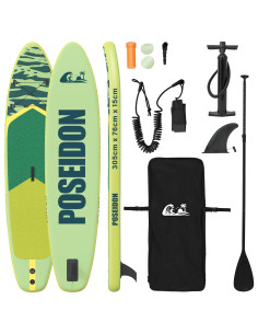 Tavola da Paddle Gonfiabile POSEIDON 305 x 76 x 15 cm Verde per 2