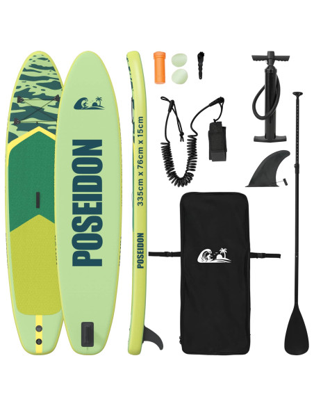 Tavola da Paddle Gonfiabile POSEIDON Verde 335 x 76 x 15 cm PVC