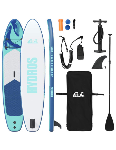 Tavola da Paddle Gonfiabile HYDROS 366 x 81 x 15 cm Turchese