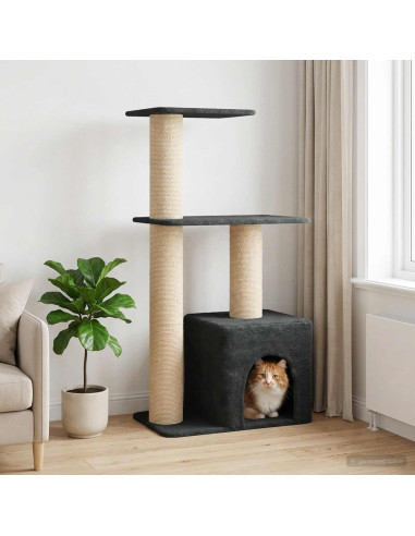 Albero per gatti con pali per graffiare in sisal Grigio Scuro