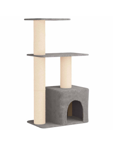 Albero per gatti con pali per graffiare in sisal Grigio Chiaro