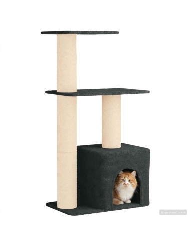 Albero per gatti con pali per graffiare in sisal Grigio Scuro