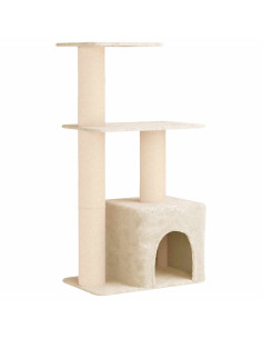 Albero per gatti con pali per graffiare in sisal Crema 133 cm 2