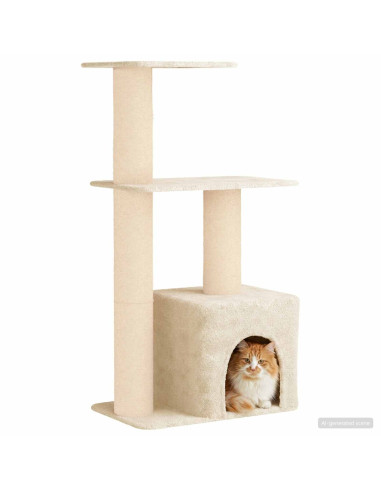 Albero per gatti con pali per graffiare in sisal Crema 133 cm