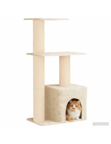 Albero per gatti con pali per graffiare in sisal Crema 133 cm