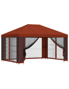 Gazebo con pareti laterali 4 × 3 m Terracotta 2