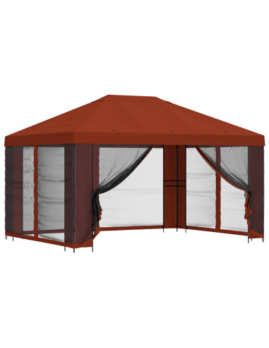 Gazebo con pareti laterali 4 × 3 m Terracotta