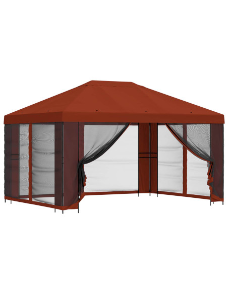 Gazebo con pareti laterali 4 × 3 m Terracotta