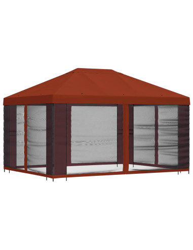 Gazebo con pareti laterali 4 × 3 m Terracotta