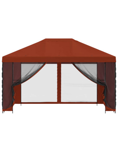 Gazebo con pareti laterali 4 × 3 m Terracotta
