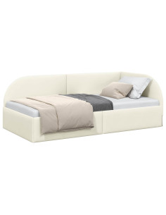 Cornice del letto ad angolo Crema 90 cm x 200 cm Velluto 2