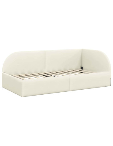Cornice del letto ad angolo Crema 90 cm x 200 cm Velluto