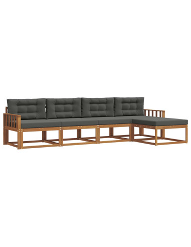Set di divani da esterno con cuscino 5 pcs Naturale e Antracite