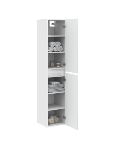 Mobiletto da Bagno a Muro Bianco Lucido 33 x 34,5 x 160 cm