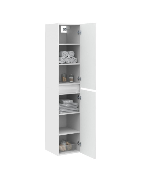 Mobiletto da Bagno a Muro Bianco Lucido 33 x 34,5 x 160 cm