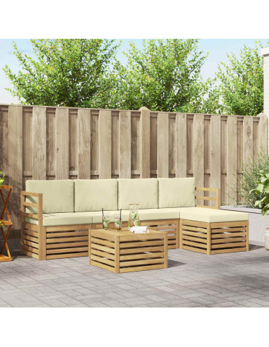 Set di divani da esterno 6 pcs Bianco e Crema 59 x 59 x 37 cm