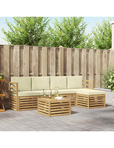 Set di divani da esterno 6 pcs Bianco e Crema 59 x 59 x 37 cm