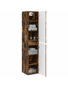 Mobiletto da Bagno a Muro Rovere Fumo 33 x 34,5 x 160 cm 2
