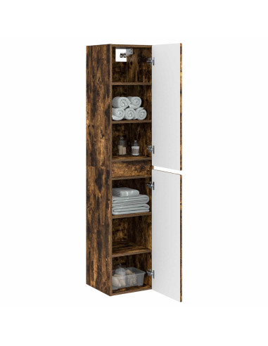 Mobiletto da Bagno a Muro Rovere Fumo 33 x 34,5 x 160 cm