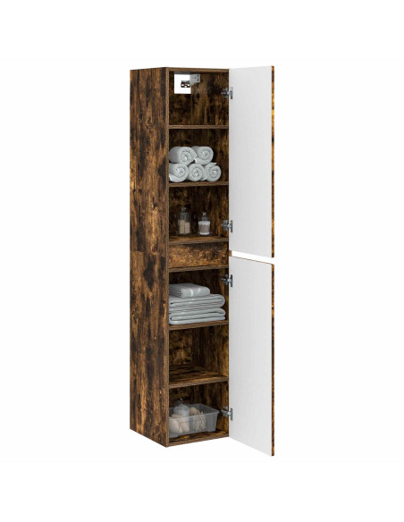 Mobiletto da Bagno a Muro Rovere Fumo 33 x 34,5 x 160 cm