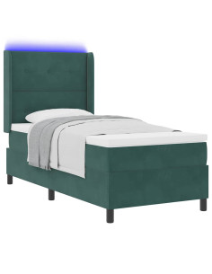 Letto a molle con materasso Verde Scuro 90 x 200 cm Velluto 2