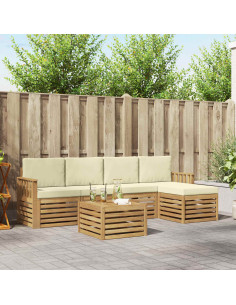 Set di divani da esterno 6 pcs Bianco e Crema 59 x 59 x 37 cm
