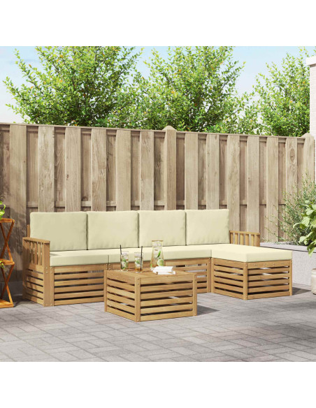 Set di divani da esterno 6 pcs Bianco e Crema 59 x 59 x 37 cm