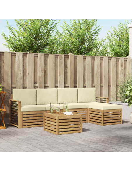 Set di divani da esterno 6 pcs Bianco e Crema 59 x 59 x 37 cm
