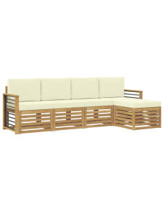 Set di divani da esterno 5 pcs Bianco e Crema 2